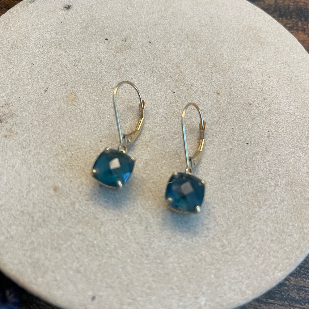 14k yellow gold Blue Drop Earrings